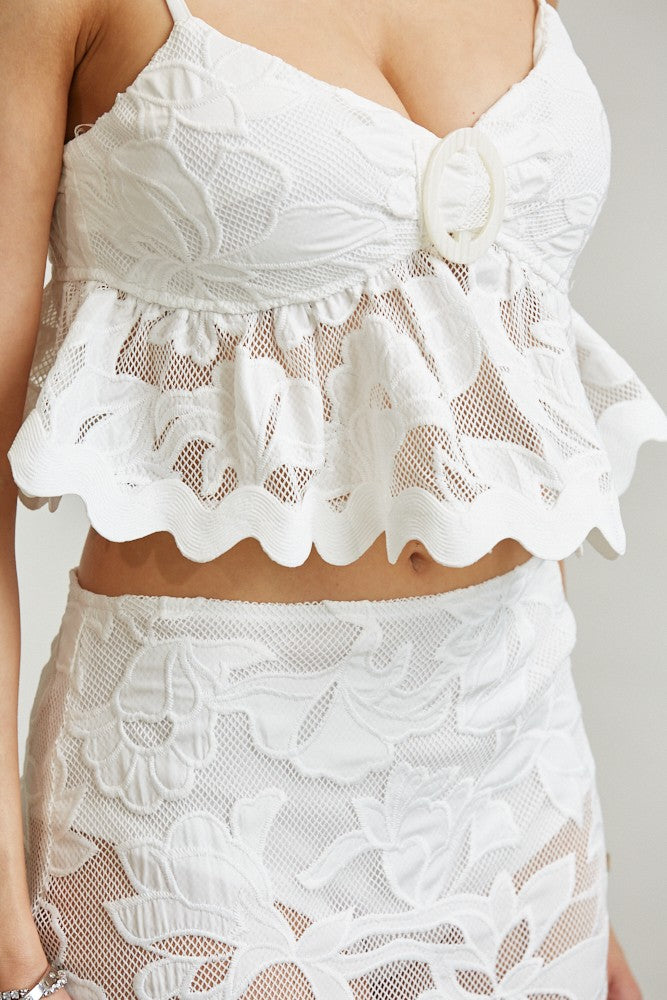 Set Luna Bloom Lace – Top & Maxi Skirt Set