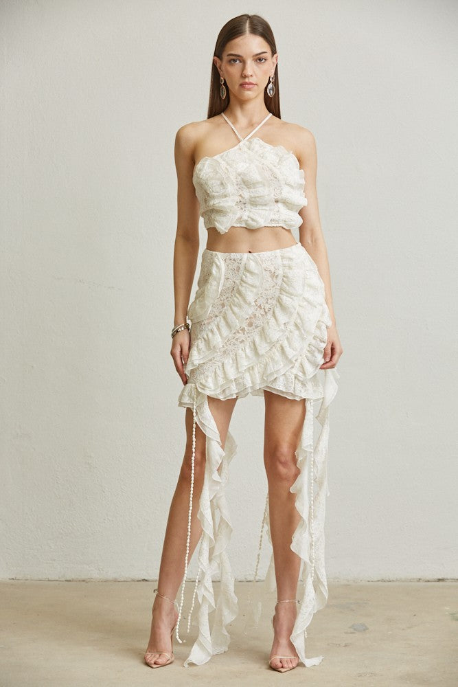 Set Shell Ruffle Lace – Top & Skirt Set