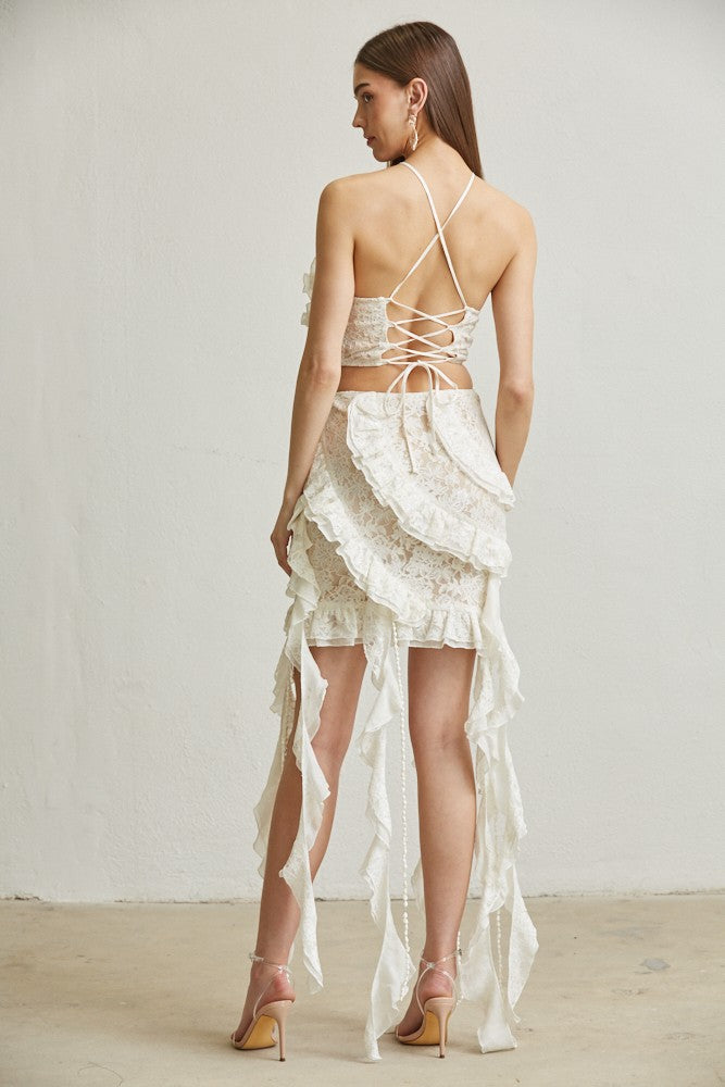 Set Shell Ruffle Lace – Top & Skirt Set