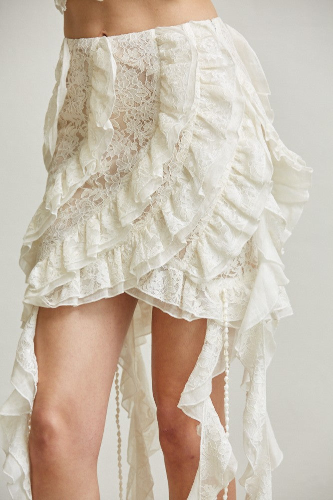 Set Shell Ruffle Lace – Top & Skirt Set
