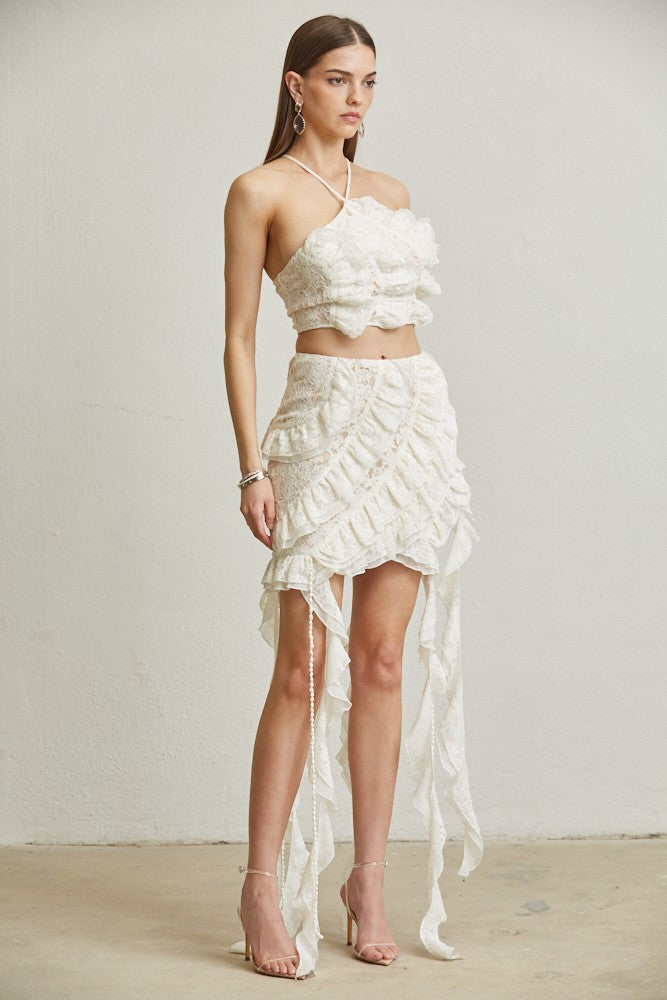 Set Shell Ruffle Lace – Top & Skirt Set