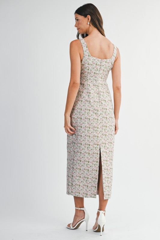 Floral Jacquard Midi Dress