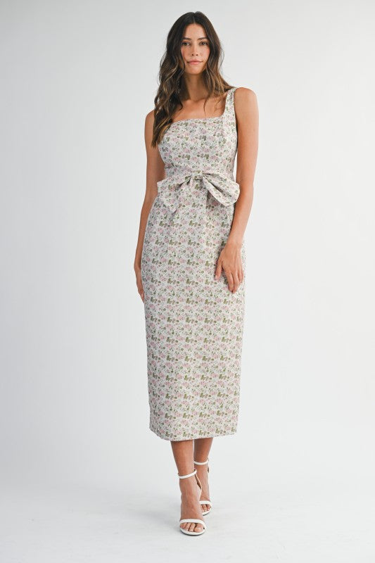 Floral Jacquard Midi Dress