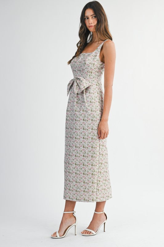 Floral Jacquard Midi Dress