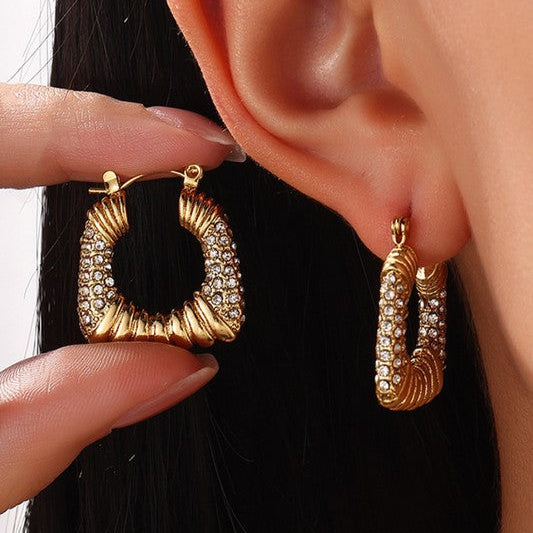 Earrings Square Hoops Golden Flow 18K