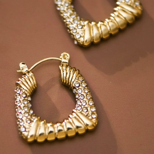 Earrings Square Hoops Golden Flow 18K