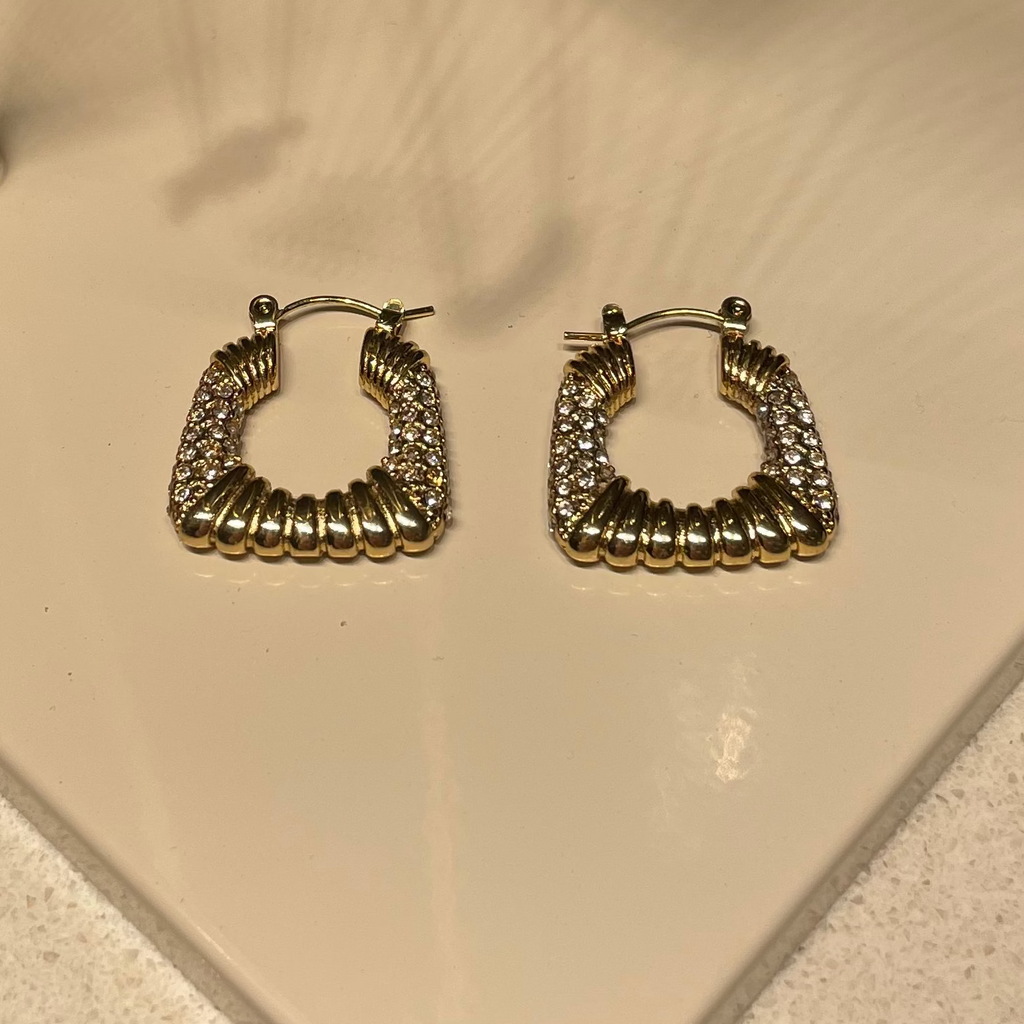 Earrings Square Hoops Golden Flow 18K