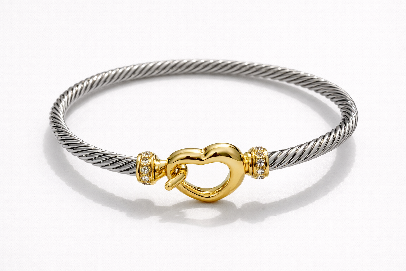 Pulsera Cable Heart Clasp Bicolor