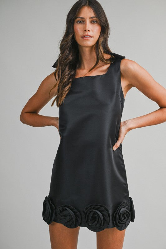 Bloom Lined Mini Dress - Black