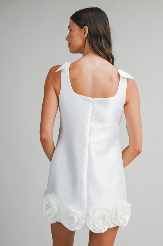 Bloom Lined Mini Dress - White