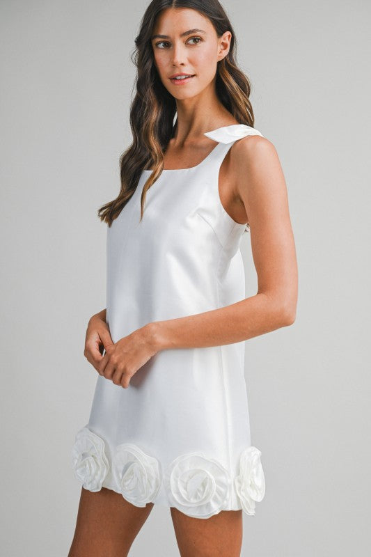 Bloom Lined Mini Dress - White